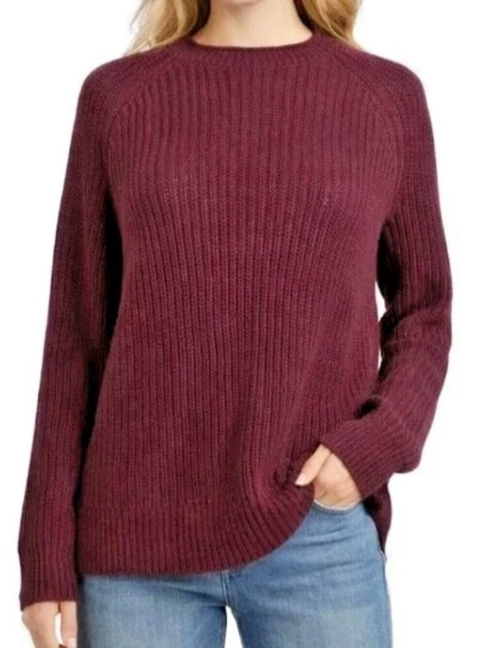 Ellen Tracy Roll Neck Pullover Sweater Port Marl Burgundy Size S Womens